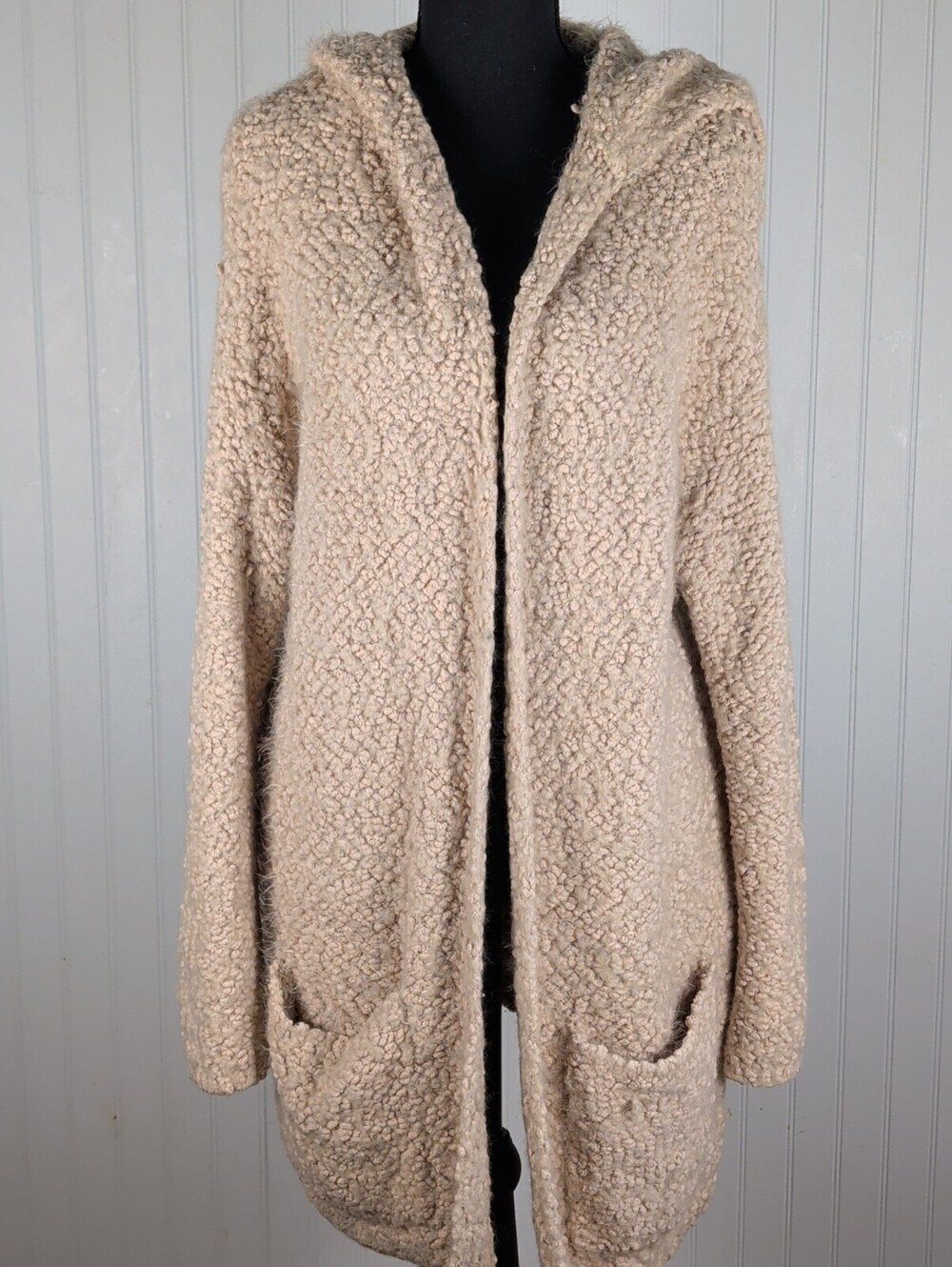 Lovestitch Cozy Hooded Cardigan in Beige M/L